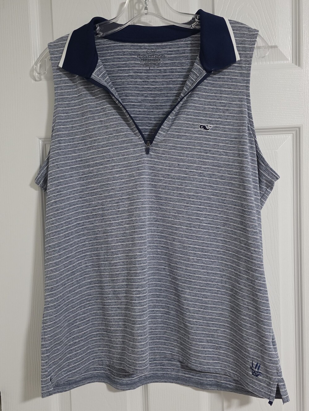 Vineyard Vines Polo Womens Large Blue Zip Up Performance Golf Tennis Pickleball
